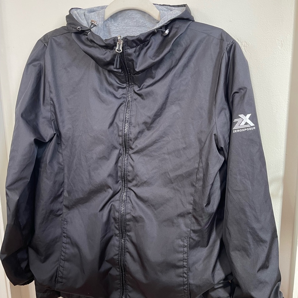 Zeroxposure | Medium | Reversible jacket- Black windbreaker/ Heathered gray
